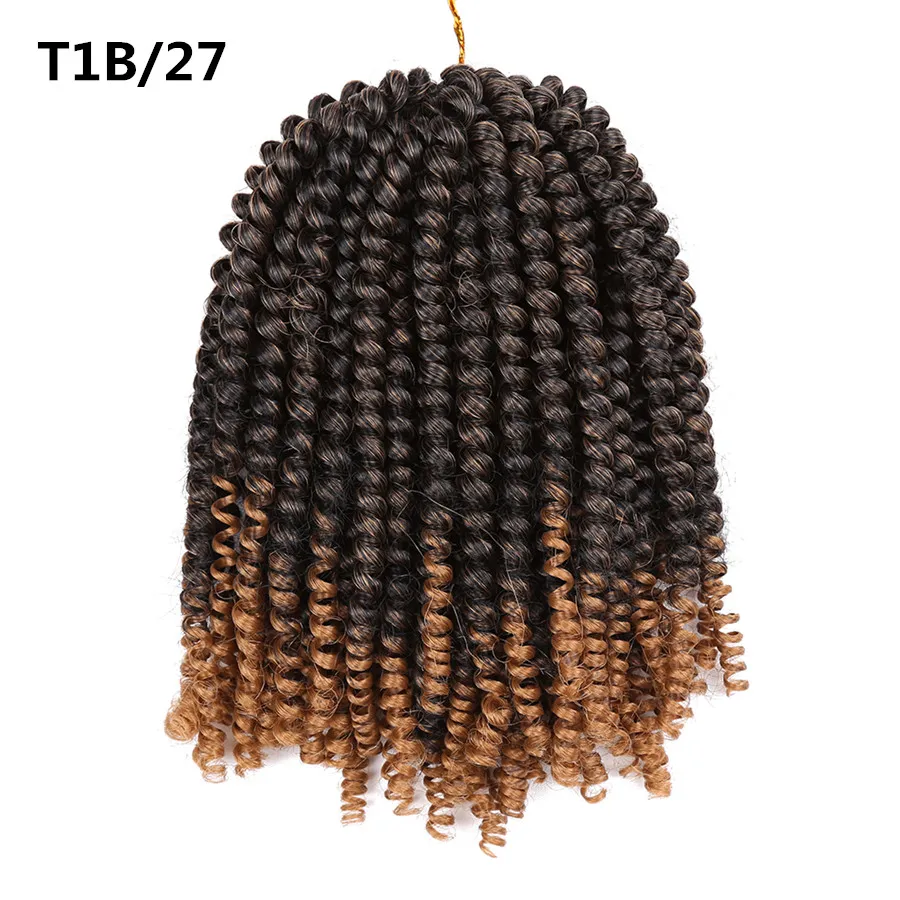 8 polegadas 110g de torção de primavera cabelo sintético trançando cabelo crochet tranças extensões 30 fios / pacote