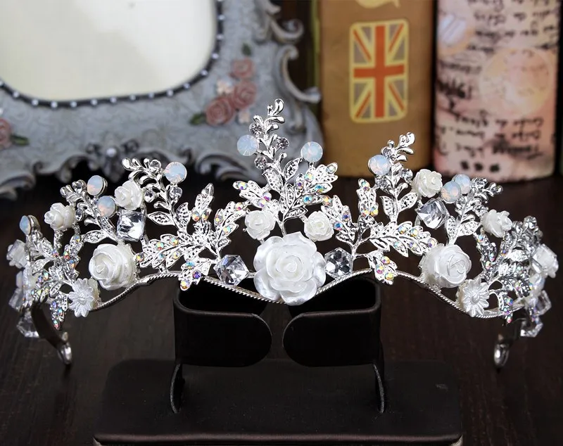 Gorgeous Sparkling Silver Big Wedding Diamante Pageant Tiaras Hairband Crystal Nupcial Crowns For Brides Hair Jewelry Headpiece