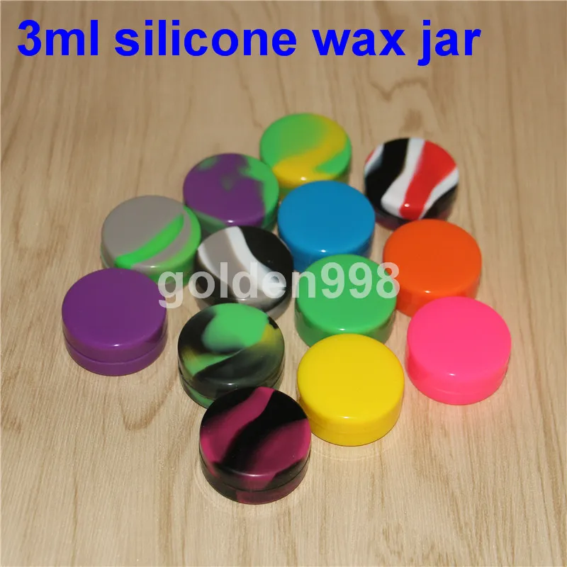 100 X barattoli di silicone contenitori di cera all'ingrosso 3ml contenitore in silicone concentrato antiaderente contenitori rotondi di cera concentrata