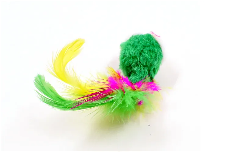 Cuter Colorful Soft Fleece False Mouse Toys For Cat Feather Funny Playing Pet Dog Cat Small Animals Toy Kitten