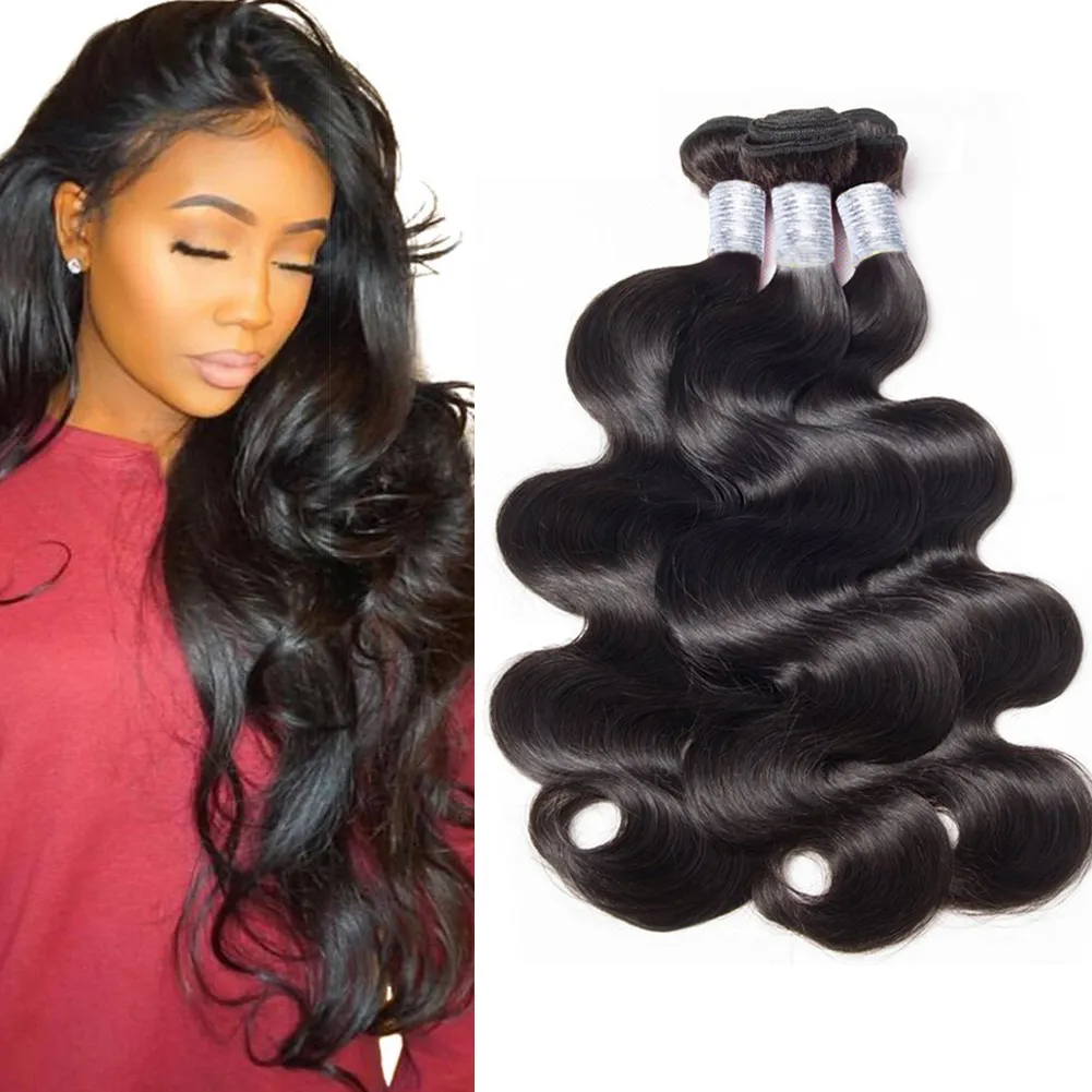 15% OFF 3 pcs/lot 100% unprocessed virgin brazilian body wave human hair weave extension weft mix length DHL free shipping natural #1b color