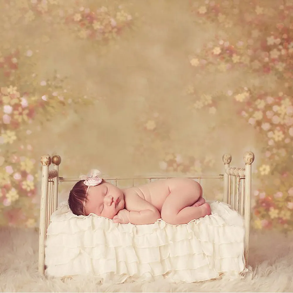 Baby Newborn Pink Floral Backdrop Photography Printed Bokeh Flowers Photoshoot Props Retro Vintage Girls Photo Studio Background