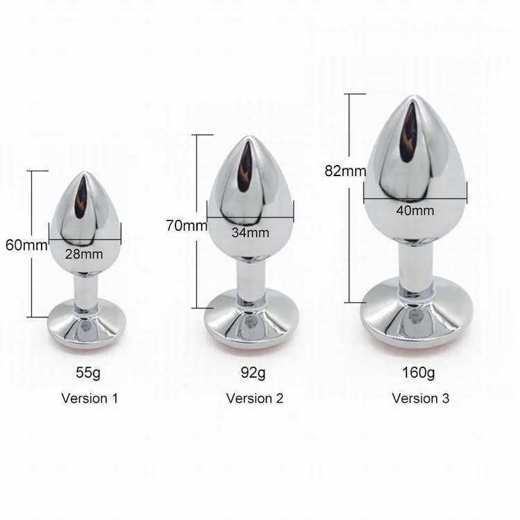 3 PCS / 세트 메탈 아날 플러그 알루미늄 합금 엉덩이 플러그 + 크리스털 쥬얼리 섹스 토이 남성용 게이 프로스트라 마사지 성인용 에로틱 제품