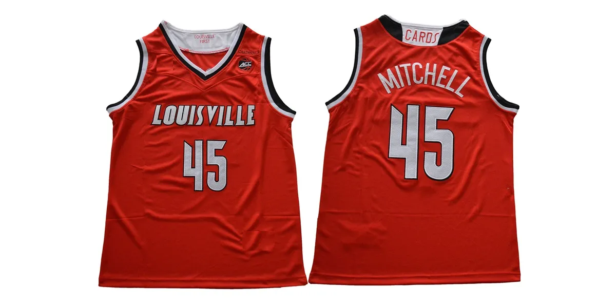 Men's Original Retro Brand Donovan Mitchell Black Louisville Cardinals  Commemorative Classic Basketball Jersey