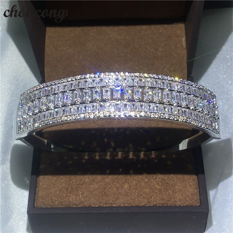 Choucong Luxury Armband Pincess Cut Diamond S925 Silver Filled Party Wedding Bangle för Women Fashion Accessaries