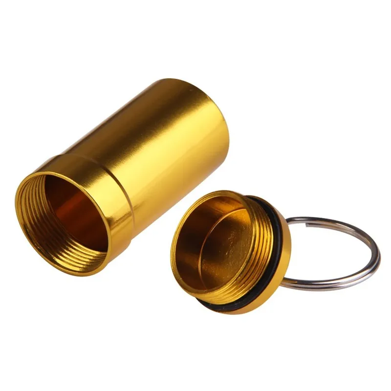 Waterproof Aluminum Pill Box Medicine Container Case Capsule Holder First Aid Gallipot with Key Ring Chain travel kits