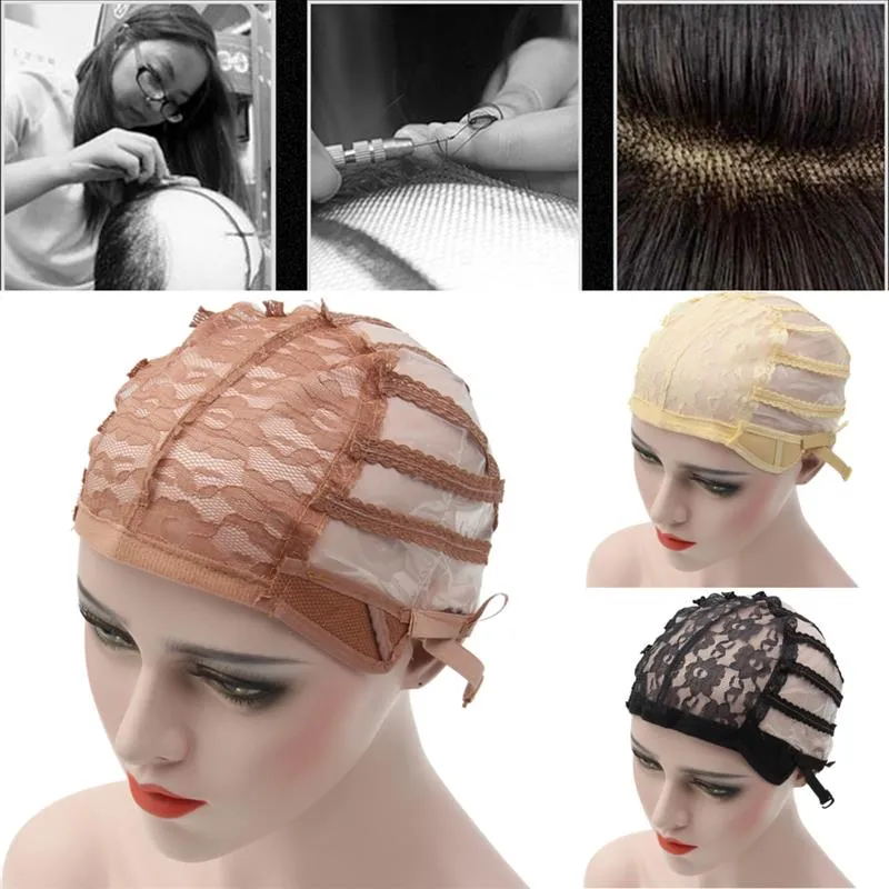Hot Wig Cap Cap Top Rettle Mesh Caps Weaving Cap Назад Регулируемый ремешок для волос для волос для изготовления париков 3 цвета