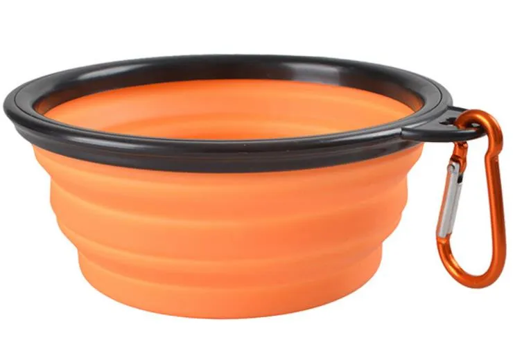 New Portable Folding Silicone Pet Bowls With Hook Retractable Travel Collapsible Cat Dog Feeders Outdoor Water Dish feeding bowl5402792