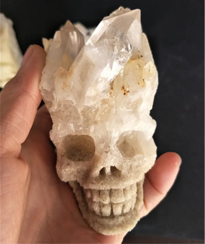 300g Natural clear Crystal cluster Skull rough cluster handcarft quartz skull healing Increased energy243G