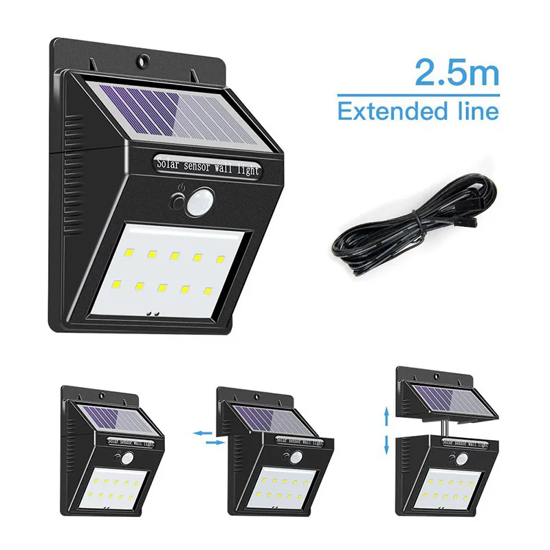 Outdoor 28 LEDs Split Solar Powered Light Bulb PIR Motion Sensor 3 Modes Waterproof Separate Garden Street Night Lamp 8.2ft Extension Cord