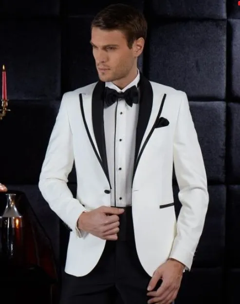 Custom White Wedding Tuxedo Suit for Men Slim Fit Groom