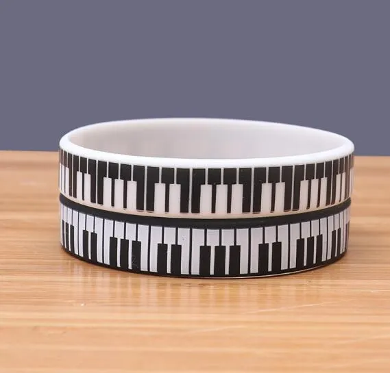 Bracelet en Silicone pour clavier de Piano imprimé DHL, bracelet à breloques à rayures noires et blanches, meilleur cadeau pour les Fans de musique, bijoux