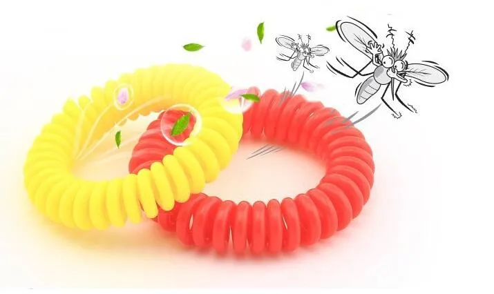 Stora rabatt myggavstötande armband sträckbar elastisk spiral spiral hand armband band telefon ring kedja anti-myggarmband