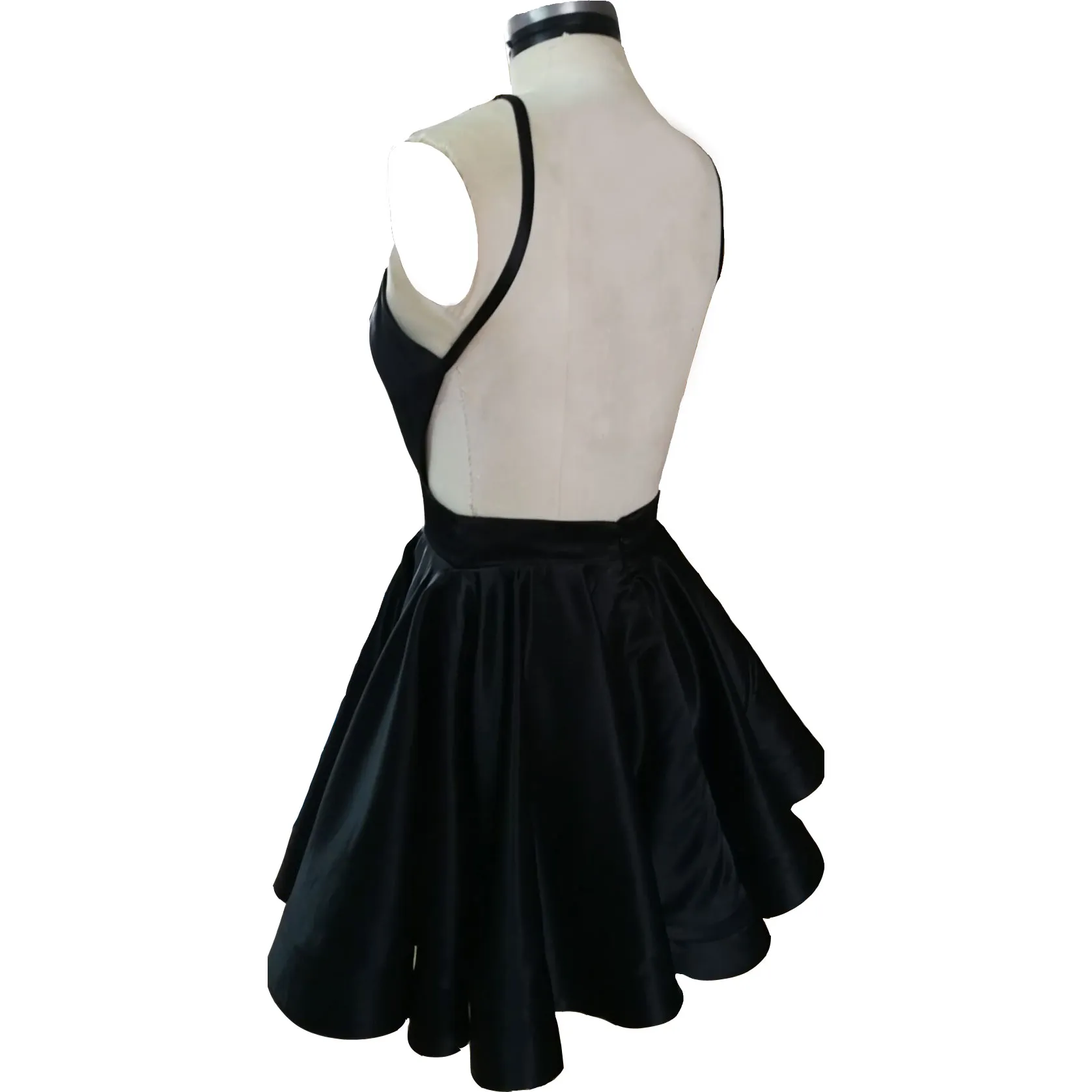 1003196462未満の女性パーティーガウンのための短い黒いバックレスのドレスホームカミングドレスの短いドレス