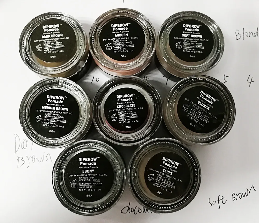 2018 Kaş krem ​​Pomad Orta Kahverengi Su Geçirmez Makyaj Kaş 4g Sarışın Çikolata Koyu Kahverengi Abanoz Auburn Orta Kahverengi TALPE + hediye