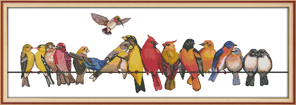 Dipinti di decorazioni per la casa di animali da festa degli uccelli, Strumenti artigianali a punto croce fatti a mano Ricamo Set di ricamo contato stampa su tela DMC 14CT / 11CT