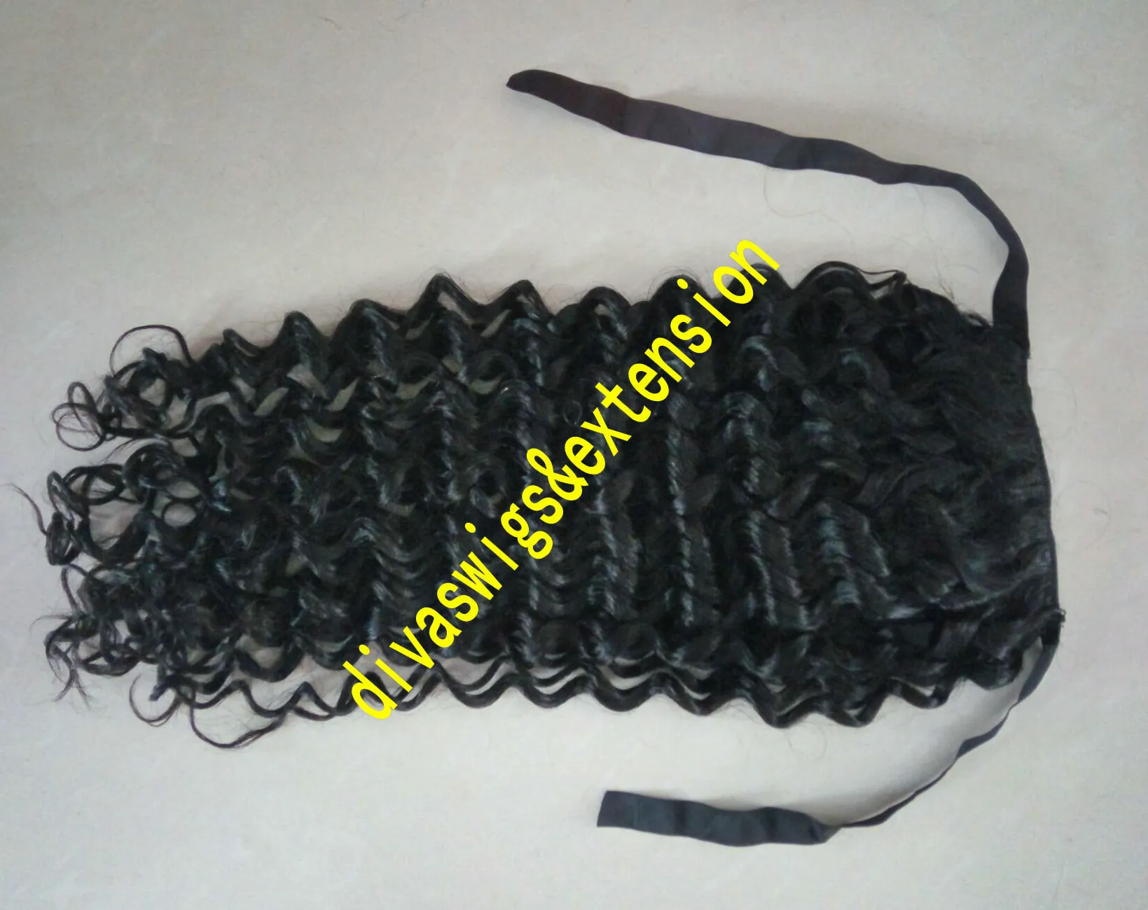 Barato postizo de cola de caballo rizado profundo 100 cabello humano para mujeres negras clip en cola de caballo con cordón extensión de cabello virgen 120 g 16 pulgadas 1b