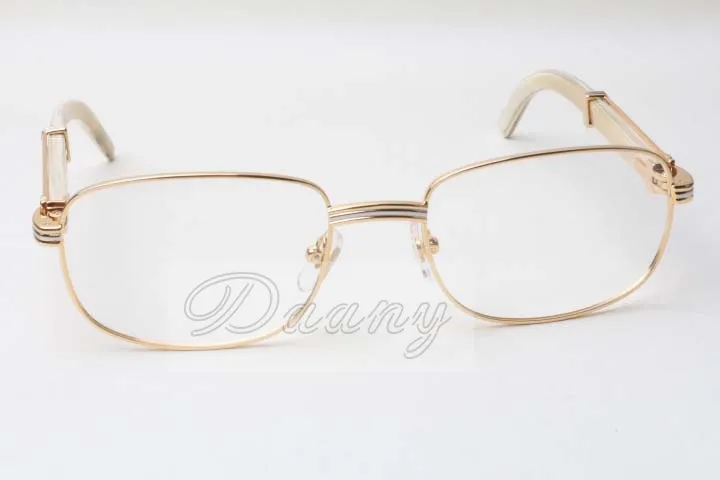 Lunettes carrées Lunettes de haut-parleur blanc naturel 7381148 Lunettes pour hommes et femmes, peuvent être équipées de lentilles de myopie, taille des lunettes: 56-21-135MM