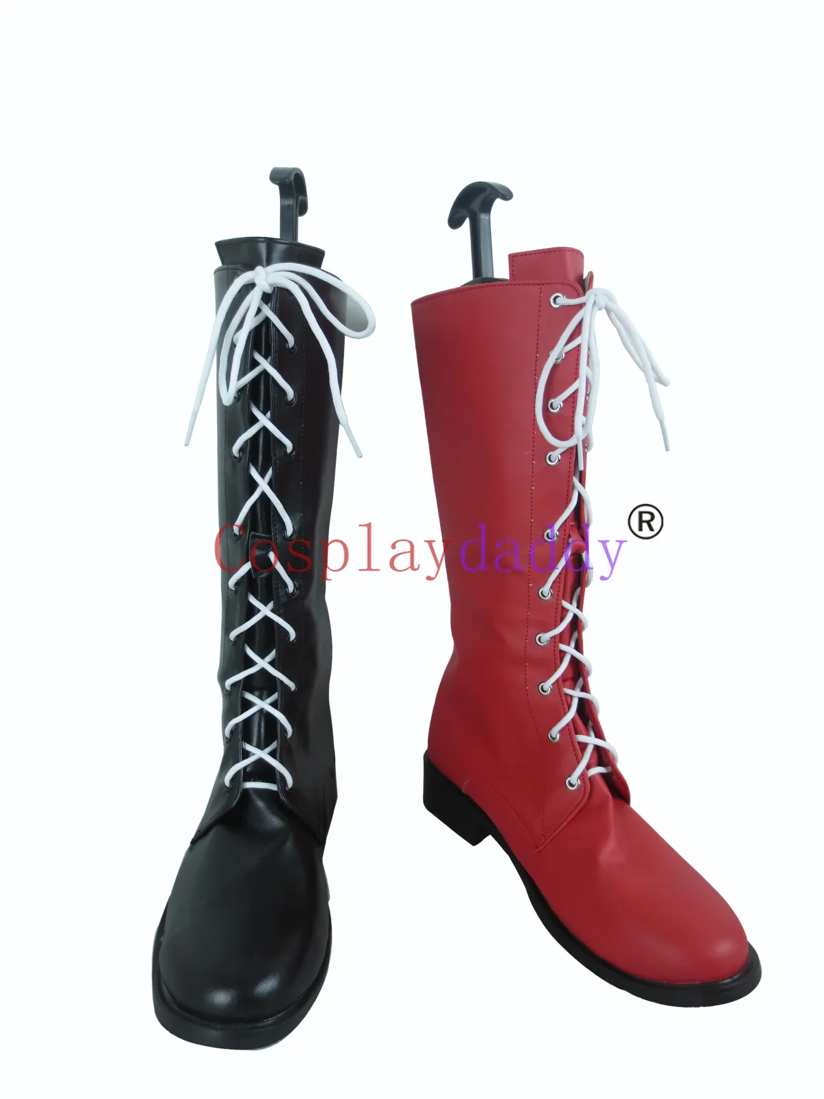 Suicide Squad Harley Quinn noir rouge longues chaussures de Cosplay bottes X002