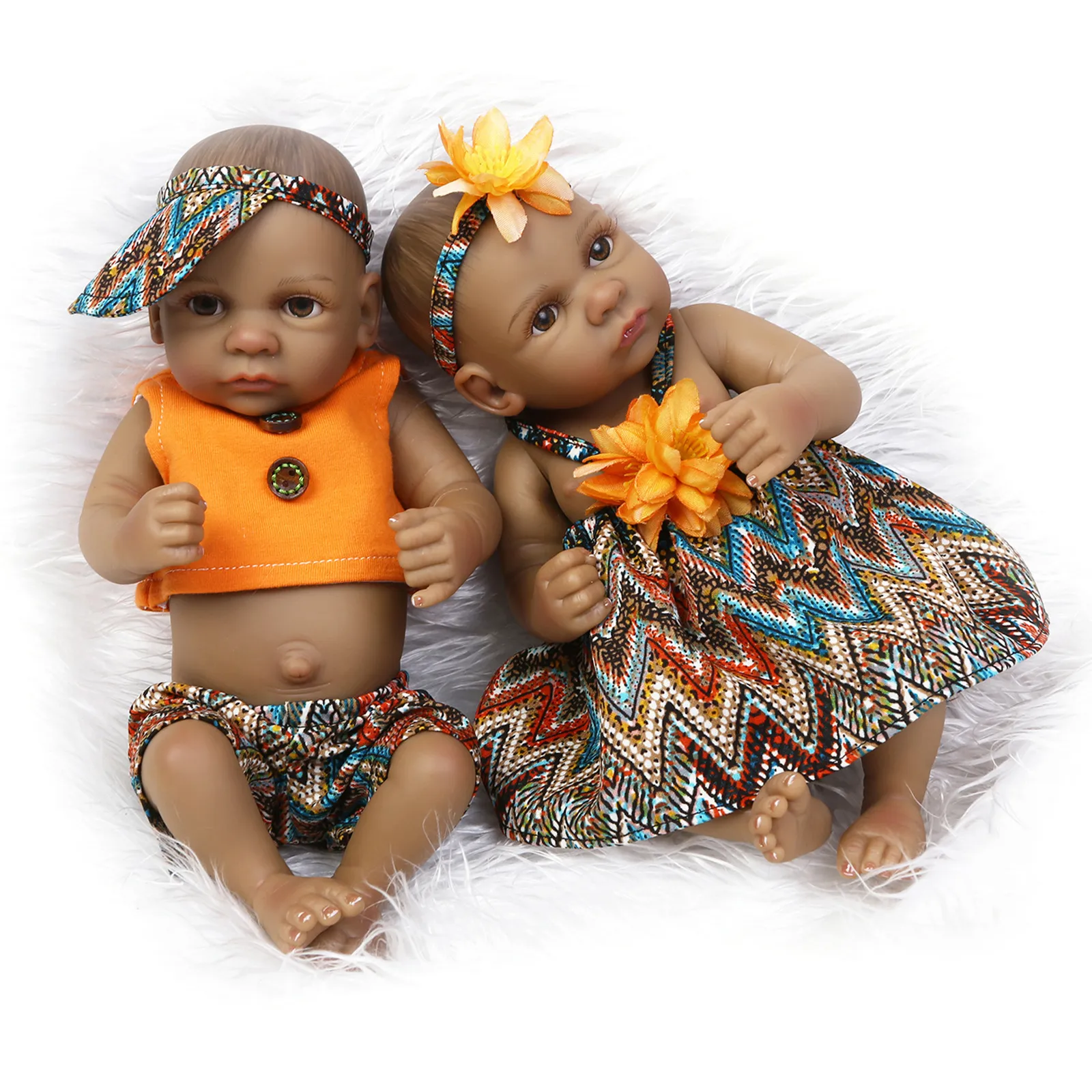 10.5 inch African American Baby Doll Black girl doll Full Silicone Body Bebe Reborn Baby Dolls kids gift toys play house toys