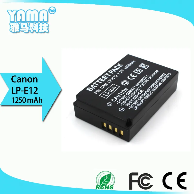 Canon Lp-E12 için yüksek kalite 1250 mAh Dijital Kamera Pil canon EOS 100D