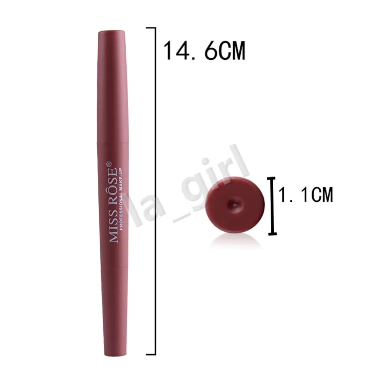 Miss Rose 2 in 1 Rossetto Opaco Rossetto Opaco Matita con Labbra Liner i Nudo Red Velvet Doppio Rossetto Utile