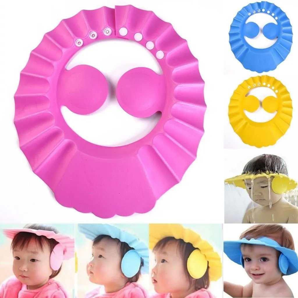 Baby shower cap met oor comfortabele verstelbare zachte waterdichte shampoo douche badhoed voor baby kinderen peuter kinderen
