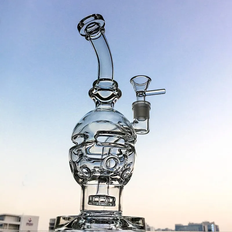 맑은 팹 계란 유리 봉수 파이프 14mm 그릇 조각 Matrix perc 재활용 낚시 봉지 Dab rigs 흡연 봉 MFE01