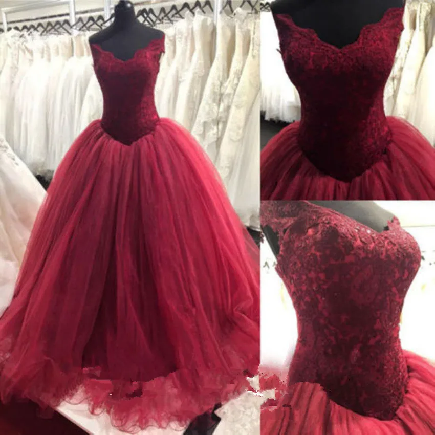 2020 새로운 와인 레드 볼 가운 Quinceanera Dresses Crystals 15 년 동안 달콤한 16 플러스 사이즈 미인트 댄스 파티 가운 QC1053