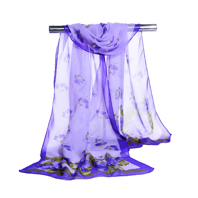 2018 Summer Print Silk Scarf Oversized Chiffon Scarf Women Pareo Beach Cover Up Wrap Sarong Sunscreen Long Cape Female