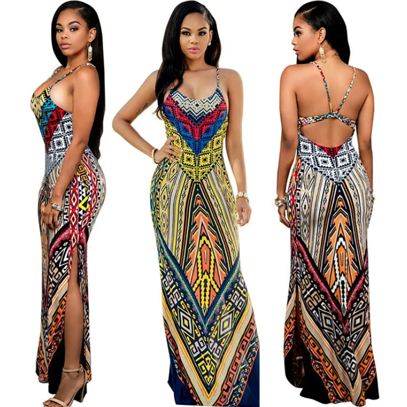 Mulheres verão maxi dress longo 2018 senhoras vestidos de festa femme robe sexy vestido de verão sem encosto bandagem boho dividir bodycon dress vestidos de festa