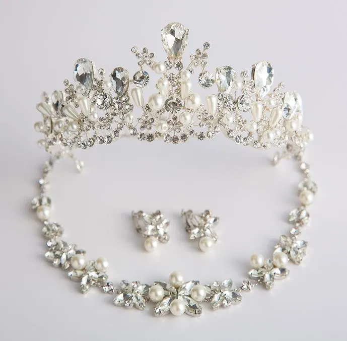 Crown headwear, bridal Pearl Wedding Necklace, earrings, crown sets, wedding dresses and accessories.