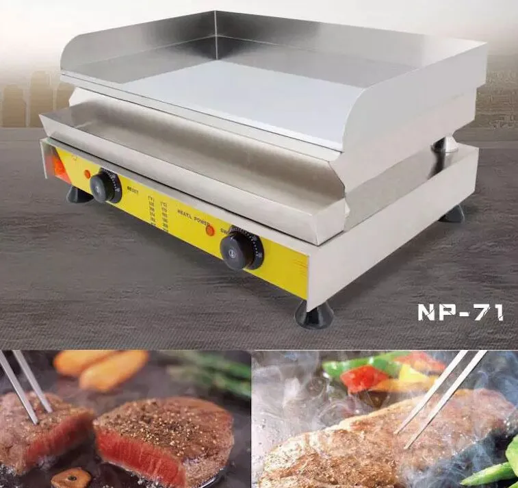 Teppanyaki japonês elétrico comercial grelhe o equipamento de processamento do alimento da placa de aço inoxidável da placa de aço do bife da placa de aço inoxidável