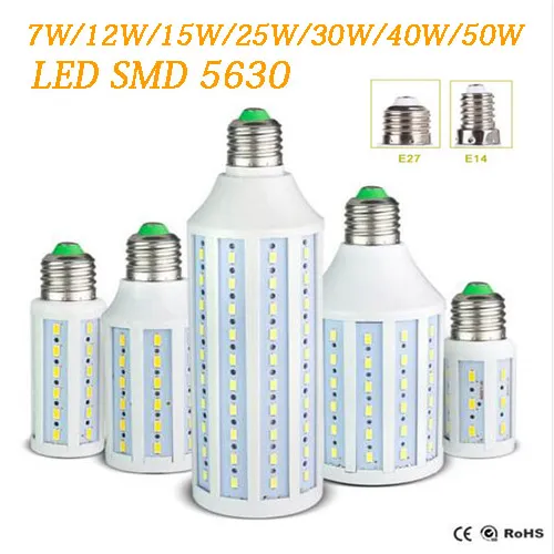 لمبة Epacket بقيادة الذرة ضوء E27 E14 B22 SMD5630 85-265V 12W 15W 25W 30W 40W 50W 4500LM LED 360degree بقيادة مصباح إضاءة 55