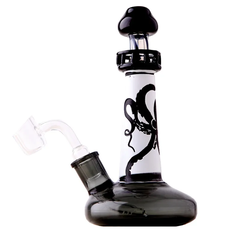 Glass Bong Bongs Tuberías de agua Dab Rig Lighthouse Shape Hookahs Bubblers 14.4mm Junta macho