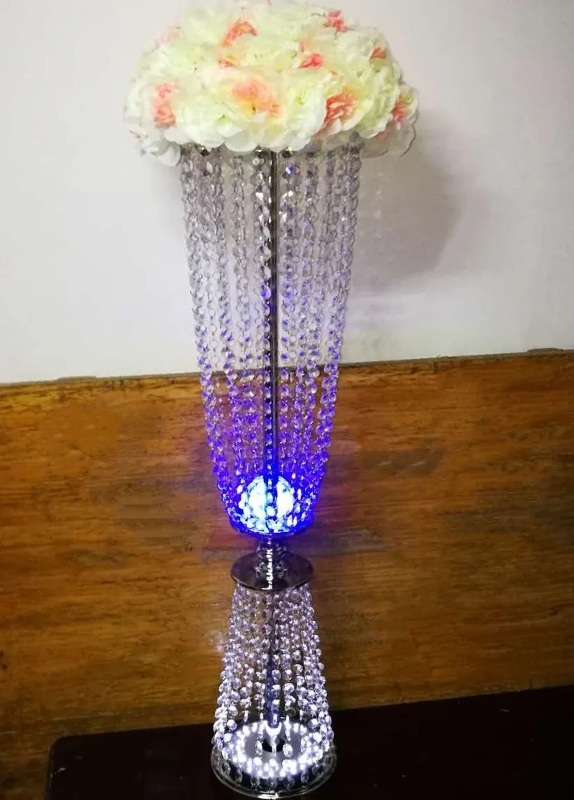 6 pièces nouveauté cristal décoration de mariage porte-vase à fleurs avec lumière LED colorée route plomb fête d'anniversaire centres de table événement fête gâteau support de Bar