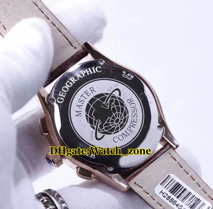 Barato de alta qualidade clássico mestre compressor branco discador quartzo cronógrafo mens relógio rosa ouro caixa de couro cinta relógios de pulso