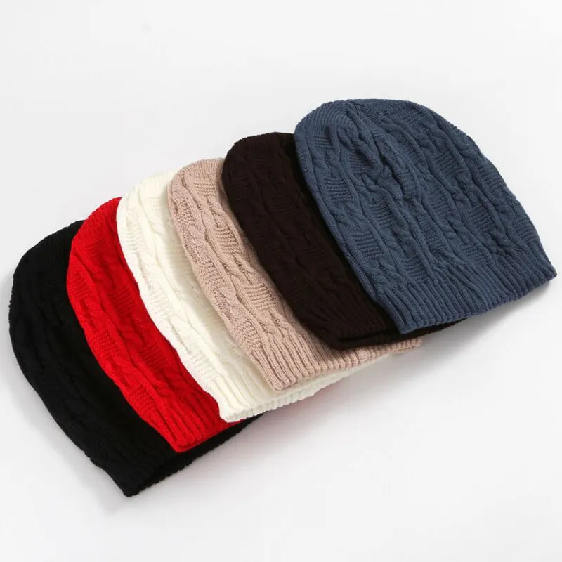 Bonnet en laine tricoté pour femme, chapeau d'hiver chaud, Skullies, bonnets pour filles, tresses au Crochet, décontracté, automne