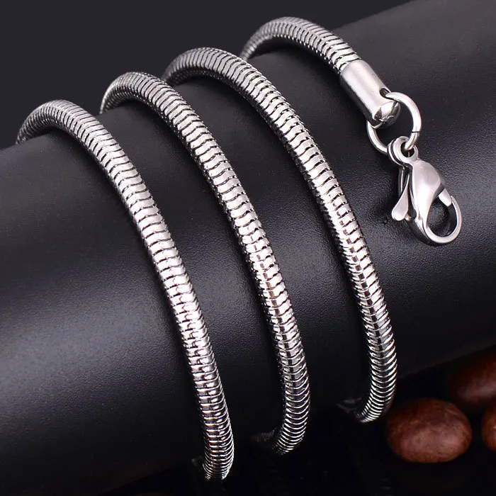 Wholesale 316L Stainless Steel 3MM Snake Chain Necklace Fashion Jewelry for Men and Women Length 50-70CM Free Shipping