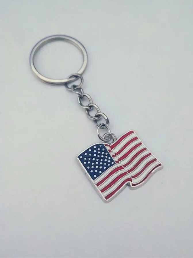 20 teile/los Mode schmuck Tibetischen silber Emaille Amerikanische flagge charme anhänger schlüsselanhänger ring Auto Tasche Dekorationen Schlüsselbund A20