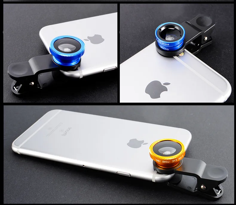 Fisheye Lens 3 in 1 mobiele telefoon lenzen fish eye groothoek macro camera lens voor iphone 7 6s plus 5s5 xiaomi huawei samsung3044983