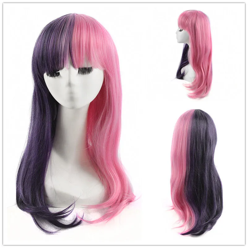 Melanie Martinez Cosplay Half Purple Half Pink Wig Long Straight Women Wigs