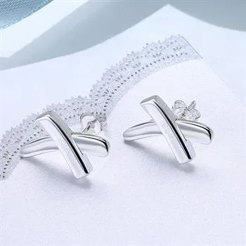 Fijne 925 Sterling Silver Earring, 2018 Nieuwe Stijl 925 Zilver X Gevormde Geometrische Oorbellen voor Dames Mode-sieraden Hot Sale SE019