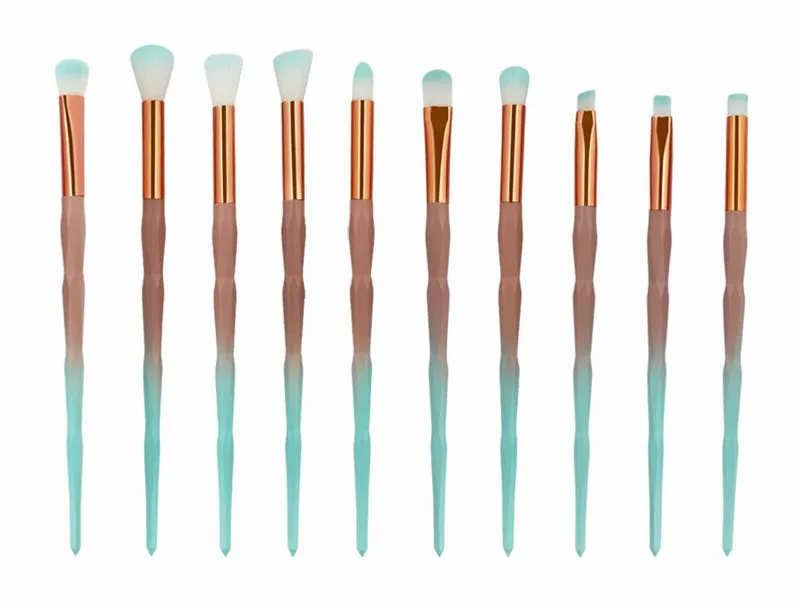 MAANGE 10-teiliges Make-up-Pinsel-Set mit Meerjungfrau-Strasssteinen, professionelles Make-up-Pinsel-Werkzeug für Puder, Foundation, Augen, Lippen, Concealer-Pinsel-Set