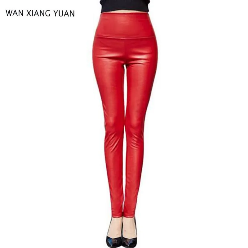 Leggings winter Frauen Hohe Taille PU Leder Legging Dünne Faux Hosen Weibliche Mode Warme Leggings Frauen 0702