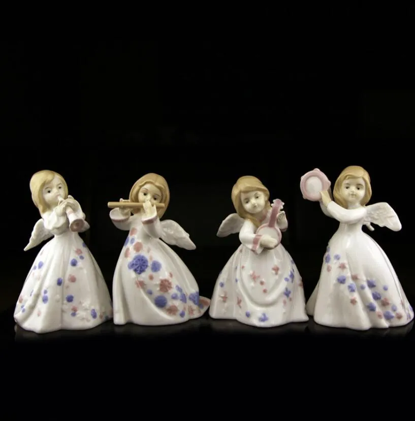 Creatieve keramische muziek engel meisjes standbeeld home decor ambachten kamer decoratie handwerk ornament figurine bruiloft decoratie