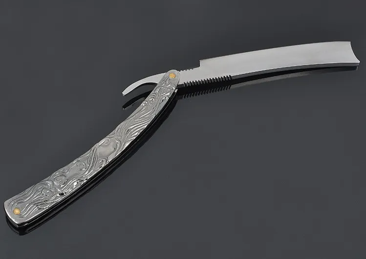Rasoir de barbier professionnel à bord droit en acier inoxydable, couteau de rasage pliant en aluminium Vintage Shaver175C7329835