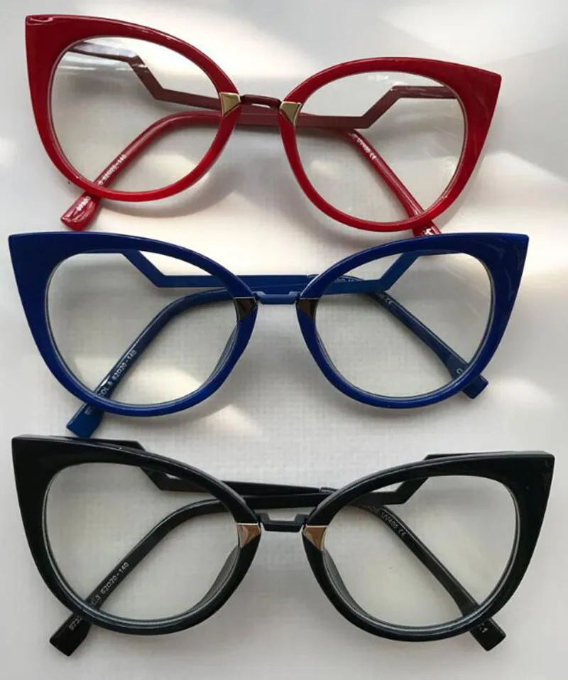 ホットレディキャットアイメガネフレームのための女性のためのブランドデザイナーの光学眼鏡メタル寺院のファッションアイウェア