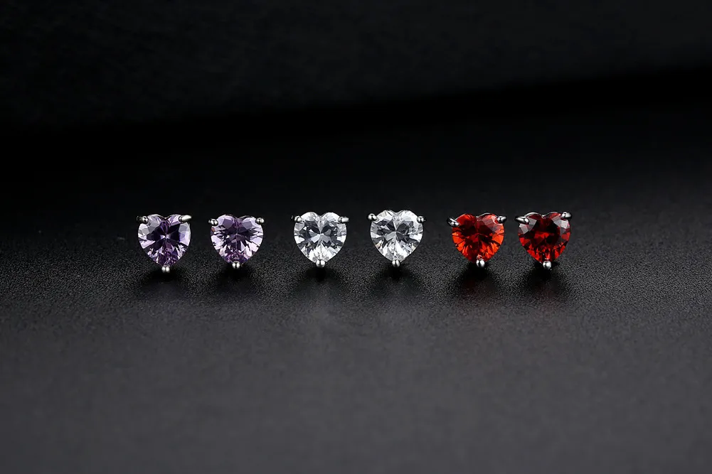 High quality CZ Heart necklace stud Earrings sets crystal Rhinestone Love pendant Charm Sterling silver Chain For women Fashion Jewerly