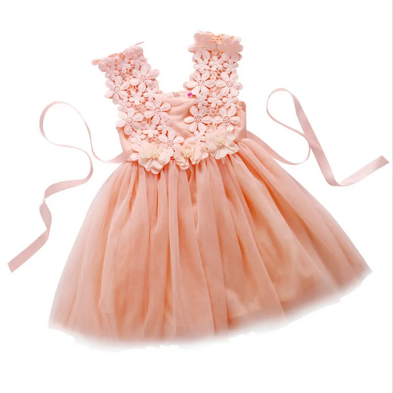 New Baby Girls Party Lace Tulle Flower Gown Fancy Bridesmaid Dress Sundress Girls Dress Little Girl Princess Tutu Gown